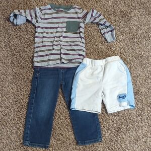 Striped Kids Matching Set with Jeans and Shorts